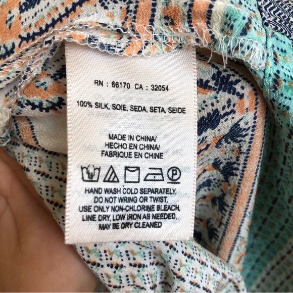 Vanessa Virginia Anthropologie Montara 100% Silk Peplum Blouse sz 0 - Picture 11 of 12